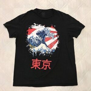 Kanagawa The Great Wave call your mother black T shirt‎ Large
